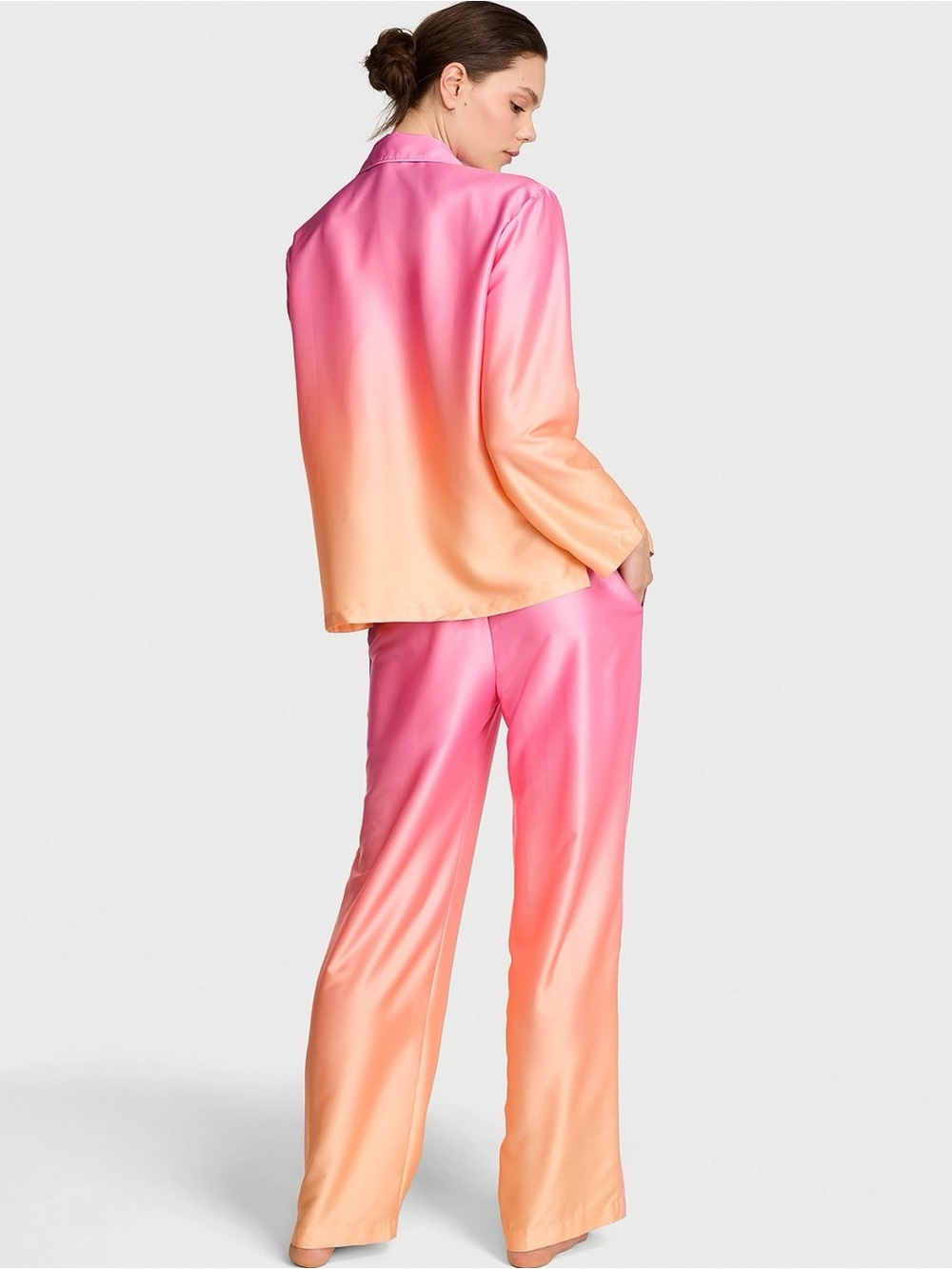 Victoria's Secret Pink to Orange Ombre Satin Pajama Set